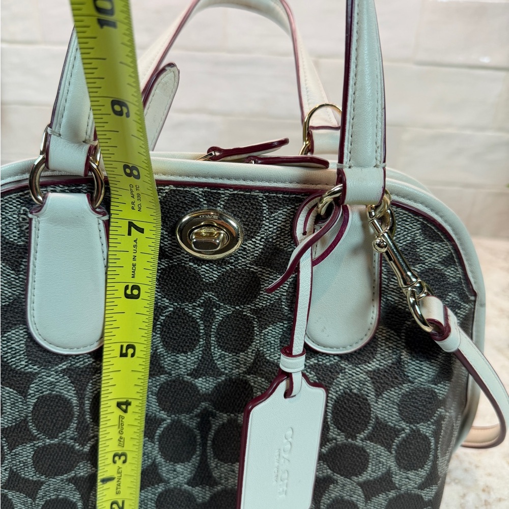Coach Prince Street Satchel Handbag, 35159, Saddle Chalk W/ Red Highlights - Picture 9 of 10